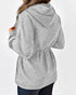 Long Sleeve Waist Drawstring Hooded Coat Casual Loose Fit Cardigan Jacket with Pockets gray