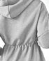 Long Sleeve Waist Drawstring Hooded Coat Casual Loose Fit Cardigan Jacket with Pockets gray