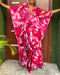 2 Pieces Outfit Colorblock Geometric Print Batwing Sleeve Cover Up and Casual Wide Leg Pants Set hot pink