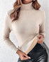 Turtleneck Long Sleeve Slim Fit Knit Sweater Fleece Lined Basic Layering Soft Thermal Top khaki