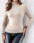 Turtleneck Long Sleeve Slim Fit Knit Sweater Fleece Lined Basic Layering Soft Thermal Top khaki