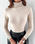 Turtleneck Long Sleeve Knit Sweater Fleece Lined Basic Layering Soft Thermal Top khaki