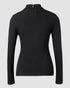Rhinestone Decor Sweetheart Neck Long Sleeve Slim Fit Tee Bowknot Decor Casual Top with Thumb Hole Cuffs black