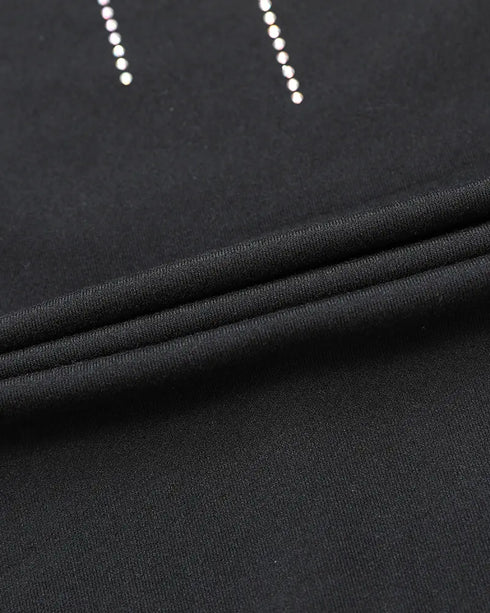 Bronzing Dot Off Shoulder Slim Fitted Top Long Sleeve Shirt Tee black