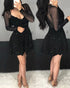 Dot Mesh Ruffles Long Sleeve Dress black