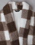 Plaid Pattern Oversized Fleece Jacket Teddy Bear Coat Open Front Batwing Sleeve Fuzzy Cardigan khaki