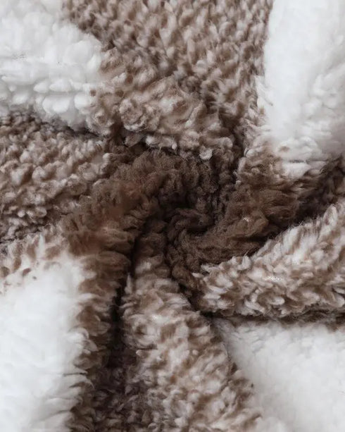 Plaid Pattern Oversized Fleece Jacket Teddy Bear Coat Open Front Batwing Sleeve Fuzzy Cardigan khaki