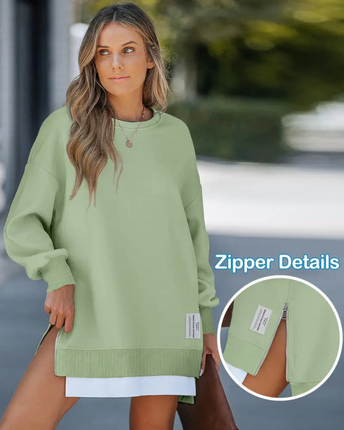 Long Sleeve Pocket Design Pullover Sweatshirt Casual Faux Two Piece Longline Drawstring Hooded Top light green