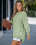 Long Sleeve Pocket Design Pullover Sweatshirt Casual Faux Two Piece Longline Drawstring Hooded Top light green