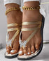 Butterfly Pattern Rhinestone Toe Post Flip Flops gold