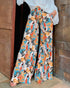 2 Pieces Outfits Cold Shoulder Batwing Sleeve Top amd Casual Floral Print Pocket Design Wide Leg Pants Set Multicolor