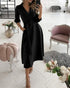 Lantern Sleeve Casual Shirt Dress black