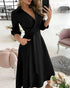 Lantern Sleeve Casual Shirt Dress black