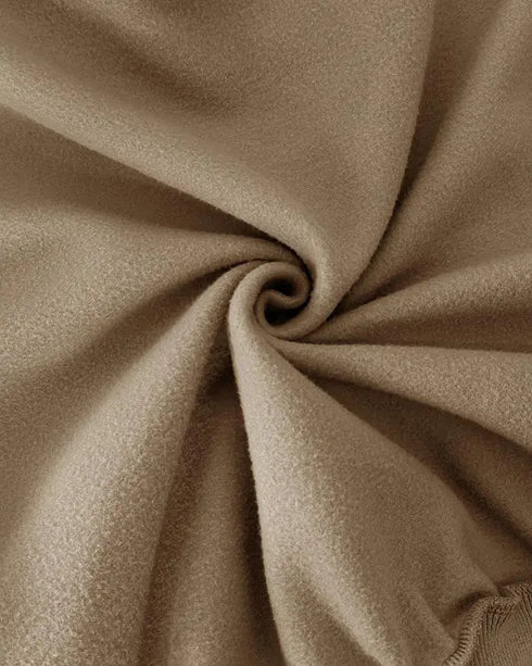 2 Pieces Outfit Kangaroo Pocket Thermal Lined Drawstring Hoodie Sweatshirt and Casual Elastic Waist Cinched Ribbed Cuffs Sporty Sweatpants Set khaki