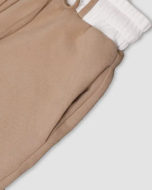 Stretchy Waist Pocket Design Cuffed Sweatpants khaki