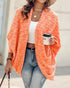 Colorful Waffle Knit Open Front Coat Batwing Long Sleeve Cardigan orange