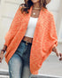 Colorful Waffle Knit Open Front Coat Batwing Long Sleeve Cardigan orange
