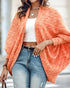 Colorful Waffle Knit Open Front Coat Batwing Long Sleeve Cardigan orange