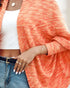 Colorful Waffle Knit Open Front Coat Batwing Long Sleeve Cardigan orange