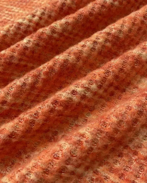 Colorful Waffle Knit Open Front Coat Batwing Long Sleeve Cardigan orange