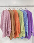 Colorful Waffle Knit Open Front Coat Batwing Long Sleeve Cardigan orange