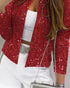 Jacquard & Argyle Pattern Open Front Jacket Casual Crop Coat red