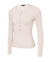 Long Sleeve Top Button Down Slim Fit Tops Crewneck Ribbed Knit Shirt light pink