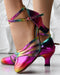 Rainbow Ombre Criss Cross Buckled Chunky Heeled Sandals Multicolor