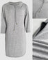 Stand Collar Drawstring Three Quarters Sleeve Casual Sweatshirt Dress gray