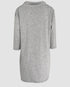 Stand Collar Drawstring Three Quarters Sleeve Casual Sweatshirt Dress gray