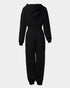 Hooded Kangaroo Pocket Design Stretchy Waist Cuffed Jumpsuit black