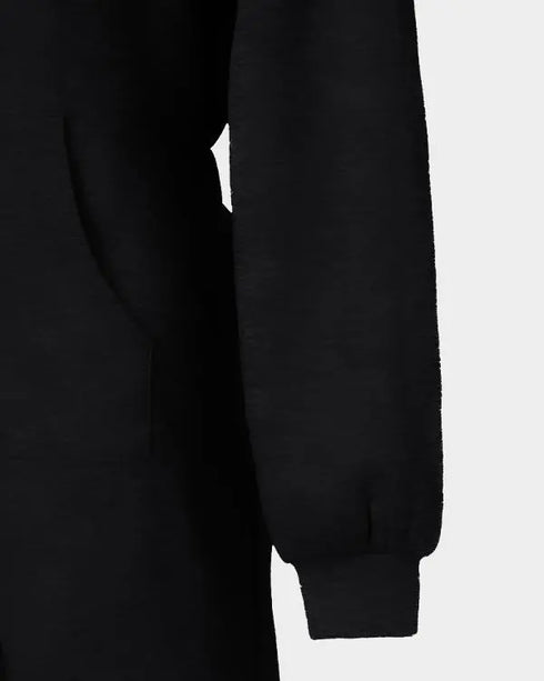 Hooded Kangaroo Pocket Design Stretchy Waist Cuffed Jumpsuit black