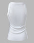 O-Neck Sleeveless Basic Slim Fit Skinny Tank Casual Top(Without Pads) white