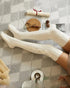 1Pair Over The Knee High Cable Knit Long Socks white