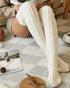 1Pair Over The Knee High Cable Knit Long Socks white