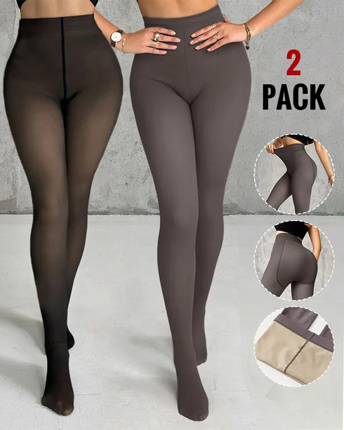 ChicMe ShapeLift 2-Piece Magic Thick Fleece Lined Leggings High Waist Thermal Pantyhose Warm Leggings 3 Shades(Size Regular/Large/Extra Large) style2