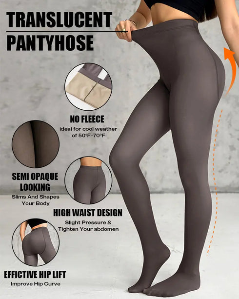 ChicMe ShapeLift 2-Piece Magic Fleece Lined Leggings Tight Thin Fleece Thermal Pantyhose Warm Leggings(Size Regular/Large/Extra Large) style2