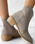 Almond Toe Chunky Heel Ankle Boots Apricot