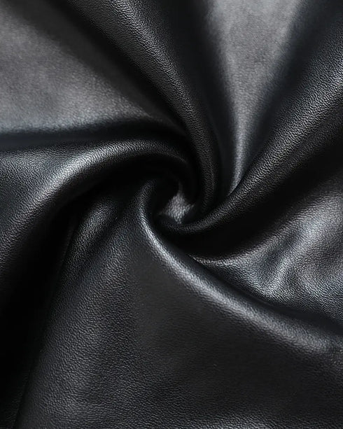 ChicMe CurveEase PU Leather Leggings High Waist Curved Fleece Lined Tights Casual Pants black