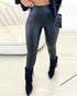 ChicMe CurveEase PU Leather Leggings High Waist Curved Fleece Lined Tights Casual Pants black