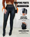 ChicMe CurveEase PU Leather Leggings High Waist Curved Fleece Lined Tights Casual Pants black