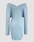 V-Neck Hollow Out Long Sleeve Knit Dress blue