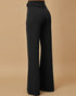 Metal Button Decor High Waist Casual Straight Leg Work Pants black