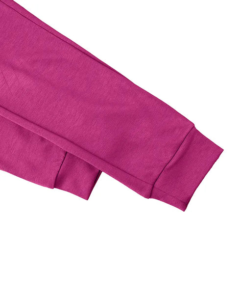 2 Pieces Outfit Drop Shoulder Kangaroo Pocket Stretchy Hem Crop Drawstring Hoodie Sweatshirt and Drawstring Elastic Waist Jogger Sweatpants Casual Tracksuit hot pink