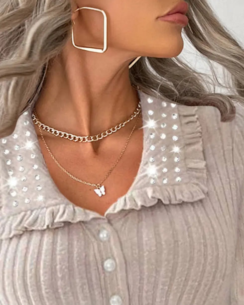 Crewneck Long Sleeve Ribbed Top Half Zipper Design Casual Pullover Tops Apricot