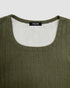 U-Neck Long Sleeve Ribbed Tops Fleece Lined Basic Layering Soft Thermal Tee (No Padding) Army green