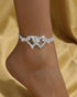 1pc Rhinestone Love Pendant Chain Anklet silver