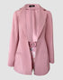 Long Sleeve Blazer & Rainbow Colorblock Shorts Set With Belt pink