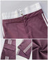 Contrast Side Striped Zipper Fly Stretchy High Waist Pants Flap Pockets Design Double Waistband Cargo Pants dark purple