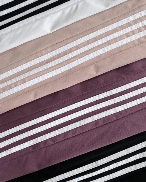 Contrast Side Striped Zipper Fly Stretchy High Waist Pants Flap Pockets Design Double Waistband Cargo Pants dark purple